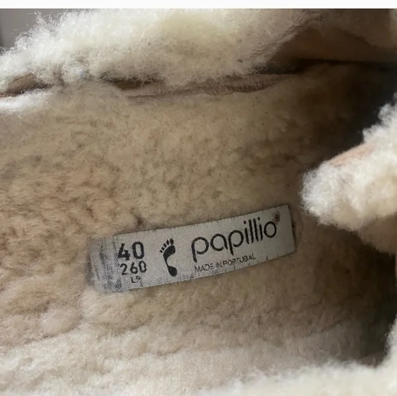 Birkenstock Eggshell Fuzzy Clogs Papillio Boston Big Buckle Teddy - Picture 5 of 8